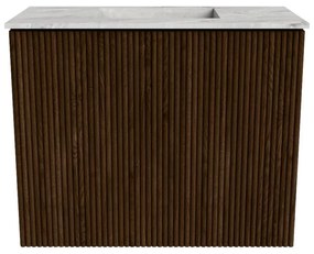 Mondiaz Joya DLux 50cm toiletmeubel walnut met wastafel faye midden zonder kraangat glace