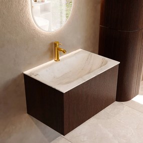 Mondiaz Kurve-dlux 70cm badmeubel ruby met 1 lade en wastafel big small midden 1 kraangat opalo