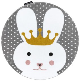 Tapijt PETIT BUNNY KONIJNTJE  KONIJN ROND grijskleuring