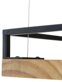 Eettafel / Eetkamer Industriële hanglamp zwart met hout 4-lichts - Shelf Industriele / Industrie / Industrial E27 Binnenverlichting Lamp