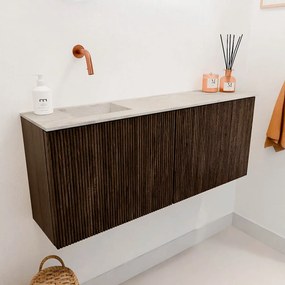 Mondiaz Joya DLux 100cm toiletmeubel walnut met wastafel faye links zonder kraangat ostra