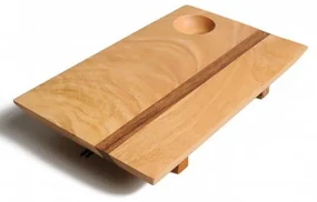 Sushiplankje met eetstokjes, rubberhout, 25 x 15,5 cm