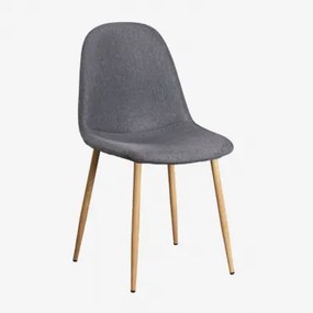 Pak 2 Glamm-eetkamerstoelen In Natuurlijk Hout & Linnen Grijs – Antraciet & Lino - Sklum