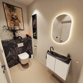 MONDIAZ TURE-DLUX 60cm toiletmeubel Talc. EDEN wastafel Lava positie links. Met 1 kraangat. TUREDX60TALL1LAV