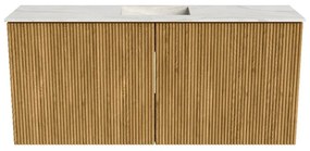 Mondiaz Joya DLux 90cm toiletmeubel oak met wastafel faye midden zonder kraangat ostra