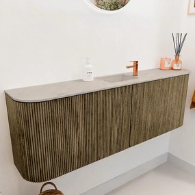 Mondiaz Joya DLux 125cm toiletmeubel ronding links/rechts dusk met wastafel faye midden 1 kraangat opalo