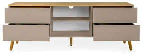 Tenzo Dot Tv-meubel Mat Taupe Met Eiken - 162x43x60cm.