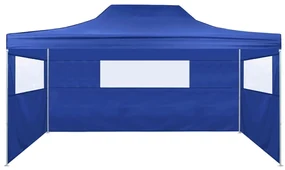 vidaXL Partytent met 3 zijwanden inklapbaar 3x4 m staal blauw