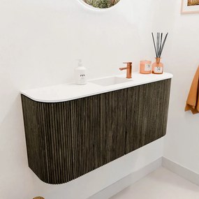 Mondiaz Joya 95cm toiletmeubel ronding links/rechts shadow met wastafel faye midden 1 kraangat talc