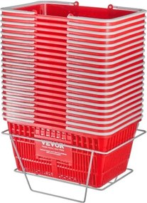 VEVOR Boodschappenmand, 20-pack, 21L stevige kunststof boodschappenmand met handvat en standaard, 16,5 x 11,8 x 8,27 inch, draagbare boodschappenmand voor grote hoeveelheden