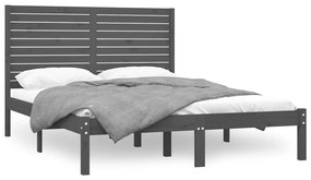 vidaXL Bedframe massief hout grijs 160x200 cm