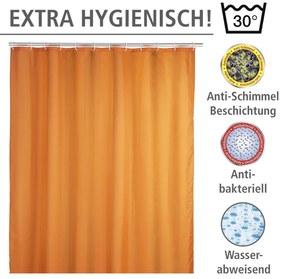 Wenko anti-schimmel douchegordijn 180x200cm polyester uni oranje inclusief ringen