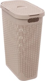 5Five Smalle Wasmand met Deksel– Beige Rotan Look – 40 L – Praktisch&amp;Stijlvol