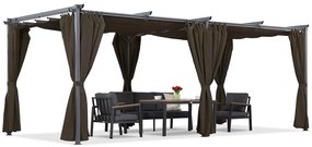 Bruine La Palma terraspergola 3x6m met Garden Point gordijnen