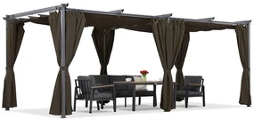 Bruine La Palma terraspergola 3x6m met Garden Point gordijnen