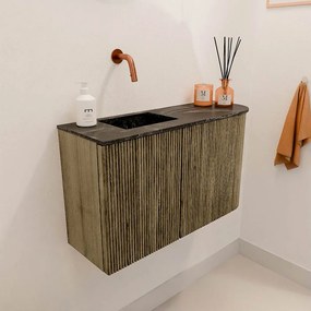 Mondiaz Joya DLux 70cm toiletmeubel ronding rechts dusk met wastafel faye links zonder kraangat lava