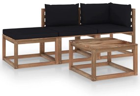 vidaXL 4-delige Loungeset pallet met kussens geïmpregneerd grenenhout