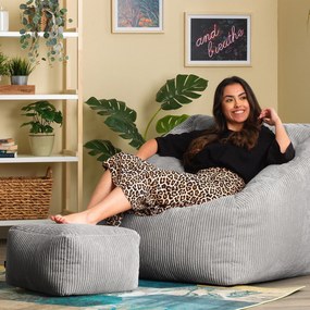 Morgan Cord Armchair Bean Bag + Footstool