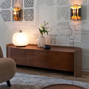 Hifi-TV-meubel in notenhoutfineer en leer, Firmo