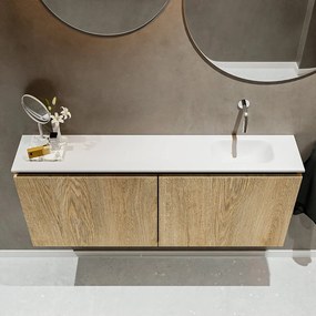 Mondiaz Ture 120cm toiletmeubel washed oak met wastafel talc rechts geen kraangat
