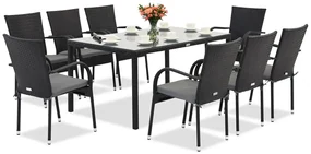 Milan 8 Garden Point technorattan set zwart