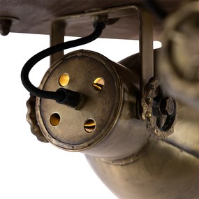 Plafondlamp brons met hout 3-lichts - Mangoes