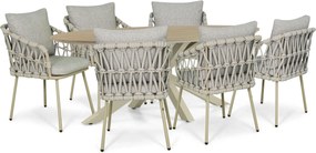 Tuinset 6 personen 220 cm Rope Zand/Beige Coco Oliva/Matara
