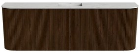 Mondiaz Joya DLux 125cm toiletmeubel ronding links/rechts walnut met wastafel faye midden 1 kraangat opalo