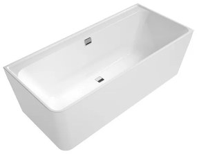 Villeroy & Boch Collaro half vrijstaand hoekbad 180x80cm rechthoek hoek rechts overloop chroom Acryl Glans Wit UBA180COR9CR00VD01