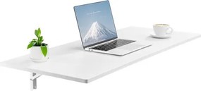 VEVOR Wandgemonteerde opvouwbare tafel, 110 x 46 cm, opvouwbare tafel, zwevend bureau met ijzeren beugel, opvouwbaar bureau voor kleine ruimtes, thuiskantoor, eetkamer, wasruimte, keuken, bar, wit