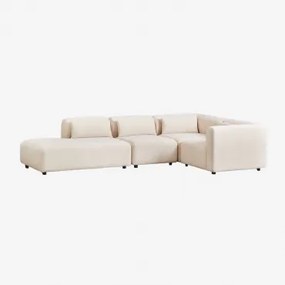 4-delige Modulaire Hoekbank Met Linker Divan Fogler Linnen Fluweel Linnenbeige - Sklum