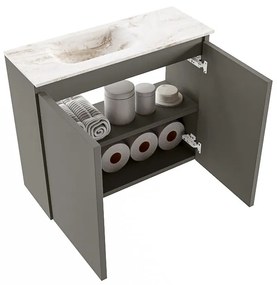 Mondiaz Ture DLux toiletmeubel 60cm smoke met wastafel frappe links met kraangat