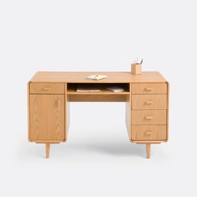 Bureau met dubbele blok in gefineerd eik, Jimi
