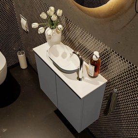 Mondiaz Fowy toiletmeubel 60cm dark grey met antraciete waskom midden en kraangat