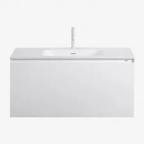 Macrae Houten Badkamermeubelset Met Geïntegreerde Wastafel Wit & Spiegelloze & Wit ↑20 Cm Met Overloop Aftapventiel Orveta - Sklum