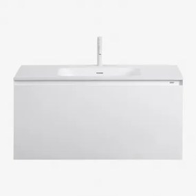 Macrae Zwevend Houten Badkamermeubelset Met Geïntegreerde Wastafel Wit & Spiegelloze & Wit ?20 Cm Met Overloop Aftapventiel Orveta & - Sklum