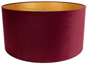 Stoffen Velours lampenkap rood 50/50/25 met gouden binnenkant cilinder / rond