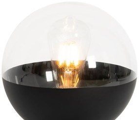 Retro tafellamp zwart met helder glas - Eclipse Retro E27 bol / globe / rond Binnenverlichting Lamp