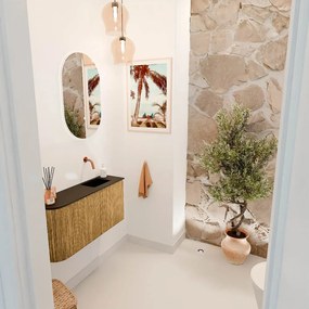 Mondiaz Joya 80cm toiletmeubel ronding links oak met wastafel faye rechts zonder kraangat urban