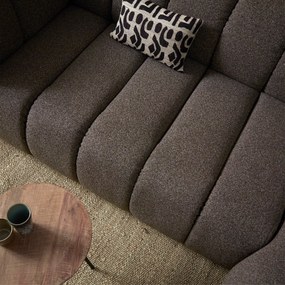Bank Met Strepen Stiksel Bruin Chaise Longue Rechts