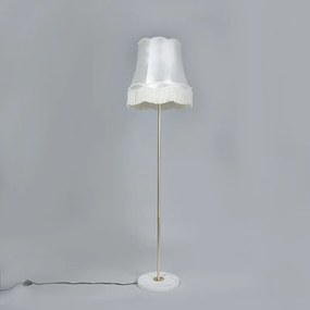Retro vloerlamp messing met Granny kap crème 45 cm - Kaso Retro E27 rond Binnenverlichting Steen / Beton Lamp