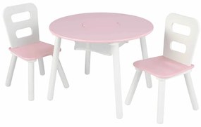 KidKraft Kinderopbergtafel en stoelen set roze massief hout 26165