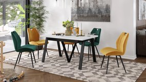 AVERY Wit mat/onderkant zwart - LOFT/INDUSTRIËLE TAFEL VOOR WOONKAMER/EETKAMER UITKLAPBAAR TOT 330 cm!