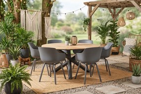 Tuinset Ronde Tuintafel 6 personen 150 cm Aluminium/Kunststof Grijs  Lifestyle Garden Furniture Salina/Fabriano
