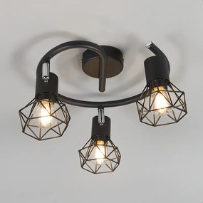 Art Deco Spot / Opbouwspot / Plafondspot zwart draai- en kantelbaar 3-lichts - Mosh Modern E14 rond Binnenverlichting Lamp