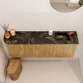 Mondiaz Joya DLux 110cm toiletmeubel ronding links oak met wastafel faye rechts 1 kraangat lava