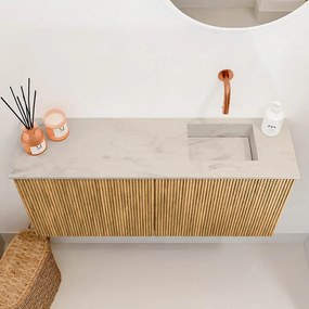 Mondiaz Joya DLux 90cm toiletmeubel oak met wastafel faye rechts zonder kraangat opalo