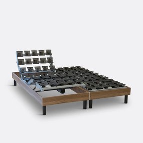Premium elektrisch bed met noppen met houteffect