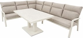 Pacific dining hoek loungeset 5 delig aluminium verstelbaar latte