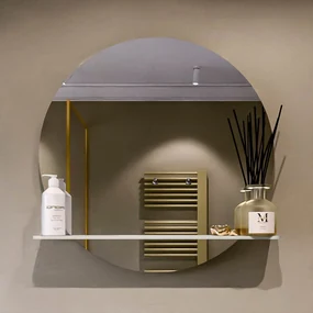Mondiaz Spot spiegel rond Ø70cm met planchet ocher